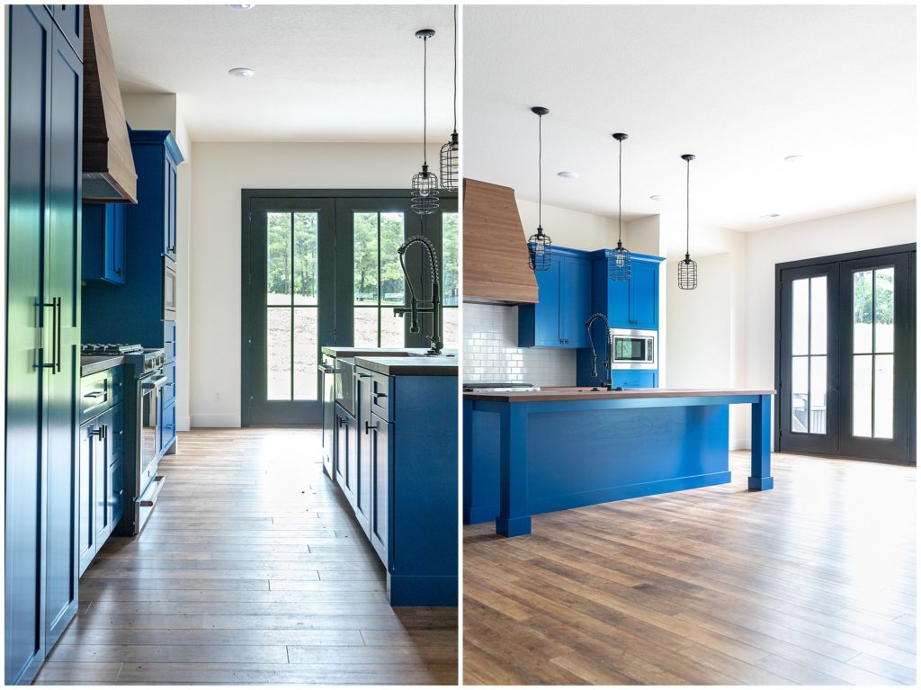 Custom kitchen, blue cabinets