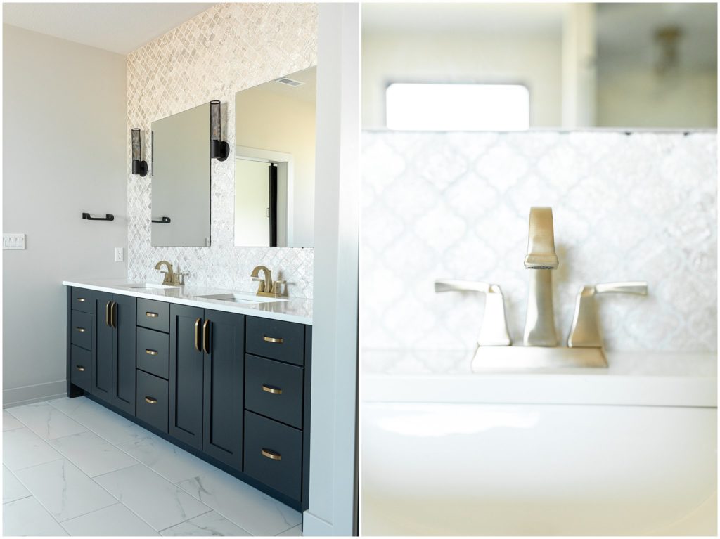 modern two-story master bathroom vanity